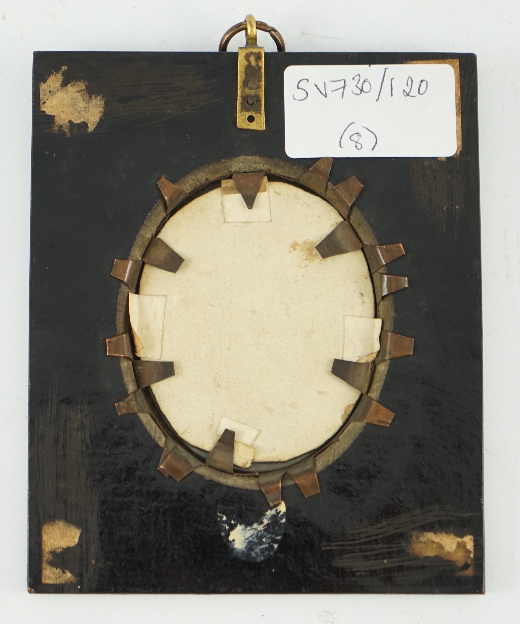 Mrs Anna Trewinnard (fl.1797-1806), a set of seven portrait miniatures of a father and his children, watercolour on ivory, 7.1 x 5.8cm. to 6.4 x 5cm. CITES Submission reference 9RT82CJH